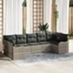 Ensemble de canapés de jardin 7 pièces avec coussins gris clair poly rotin
