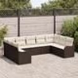 Ensemble de Canapé de Jardin de 9 pièces vidaXL avec Coussins Marron Rattan Poly