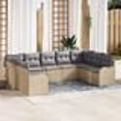 Ensemble de canapé de jardin 9 pièces vidaXL avec coussins en poly rattan beige