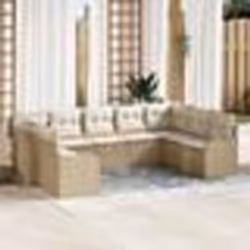 vidaXL Ensemble de Canapé de Jardin 9 Pièces avec Coussins Beige Poly Rattan