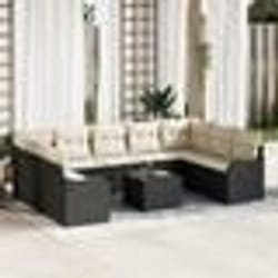 vidaXL Ensemble de Canapé de Jardin 9 Pièces avec Coussins Rattan Poly Brun