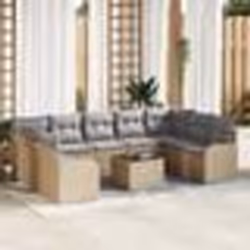vidaXL Ensemble de canapé de jardin 10 pièces avec coussins Rattan poly noir