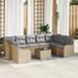 vidaXL Ensemble de canapé de jardin 10 pièces avec coussins Rattan poly noir