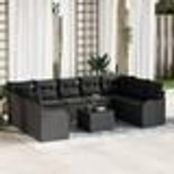 Ensemble de Canapés de Jardin de 10 Pièces avec Coussins Beige Poly Rattan