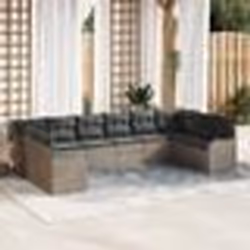 vidaXL Ensemble de Canapés de Jardin en 10 Pièces avec Coussins Gris Poly Rattan