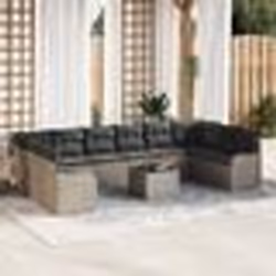 Ensemble de Canapés de Jardin 10 Pièces avec Coussins en Rattan Poly Noir