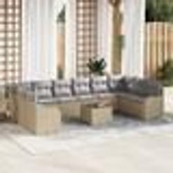 Ensemble de Canapé de Jardin de 11 Pièces avec Coussins en Rattan Poly Noir