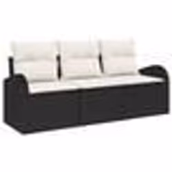 vidaXL Ensemble de canapé jardin 3 pièces avec coussins noir en poly rotin
