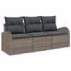 vidaXL Ensemble de canapé de jardin 3 pièces avec coussins gris poly rotin