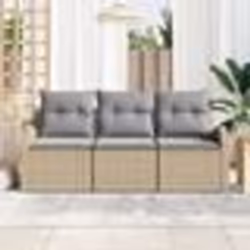 vidaXL Ensemble de canapé de jardin 3 pièces avec coussins beige poly rotin