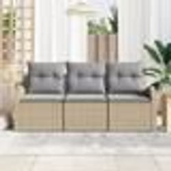 vidaXL Ensemble de canapé de jardin 3 pièces avec coussins beige poly rotin