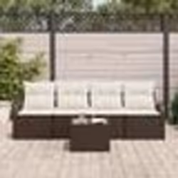 vidaXL Ensemble de Canapés de Jardin 5 Pièces avec Coussins Marron Poly Rotin