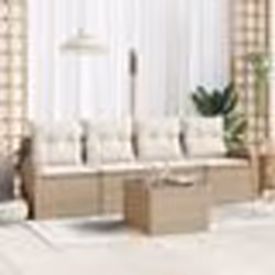 vidaXL Ensemble de canapés de jardin 5 pièces avec coussins Beige Poly Rattan