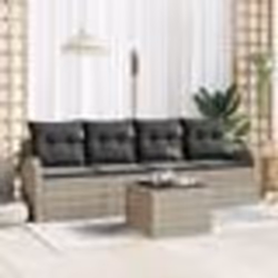 vidaXL Ensemble de canapé de jardin 5 pièces avec coussins en rattan synthétique gris clair