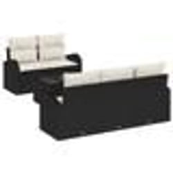 vidaXL Ensemble de canapé de jardin de 6 pièces avec coussins noir poly rotin