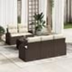vidaXL Ensemble de canapé de jardin 6 pièces avec coussins marron en poly rotin