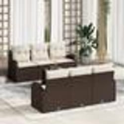 vidaXL Ensemble de canapé de jardin 7 pièces avec coussins Marron Poly Rattan
