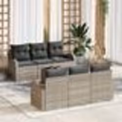 vidaXL Ensemble de canapé de jardin 7 pièces avec coussins gris clair en rotin