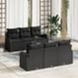 vidaXL Ensemble de 7 pièces de sofa de jardin avec coussins Noir Poly Rattan