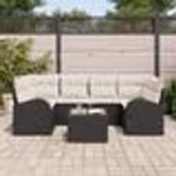 vidaXL Ensemble de Canapé de Jardin 7 pièces avec Coussins en Poly Rattan Noir