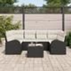 vidaXL Ensemble de Canapé de Jardin 7 pièces avec Coussins en Poly Rattan Noir