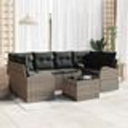 vidaXL Ensemble de canapé de jardin de 7 pièces avec coussins gris en poly rattan