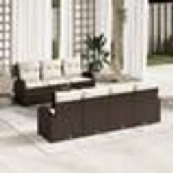 vidaXL Ensemble de canapé de jardin de 8 pièces avec coussins Marron Poly Rattan