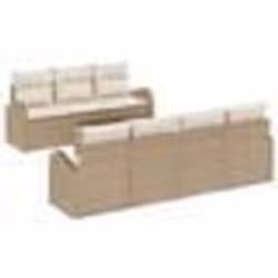 vidaXL Ensemble de Canapé de Jardin 8 Pièces avec Coussins Beige Poly Rattan