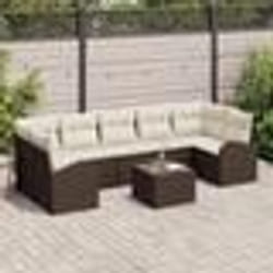vidaXL Ensemble de canapés de jardin 8 pièces avec coussins Marron Rattan synthétique