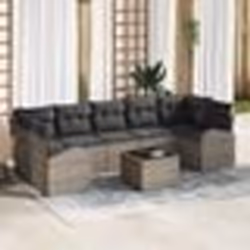 vidaXL Ensemble de canapés de jardin 8 pièces avec coussins gris poly rattan