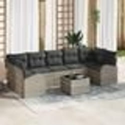 vidaXL Ensemble de Canapés de Jardin 8 Pièces avec Coussins Gris Clair