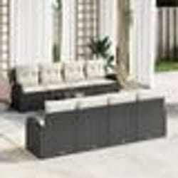 vidaXL Ensemble de 9 pièces de Canapés de Jardin avec Coussins Noir Poly Rotin
