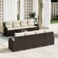 vidaXL Ensemble de canapés jardin 9 pièces avec coussins marron rattan poly