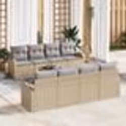 vidaXL Ensemble de Sofa de Jardin 9 Pièces avec Coussins Beiges en Rattan Poly