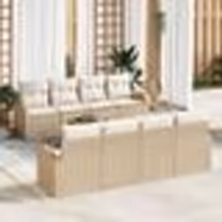 vidaXL Ensemble de Canapés de Jardin 9 Pièces avec Coussins Beige en Rotin Synthétique