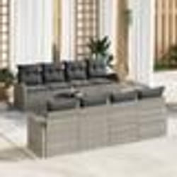 vidaXL Set de Canapé de Jardin de 9 Pièces avec Coussins Gris Clair Rattan Poly