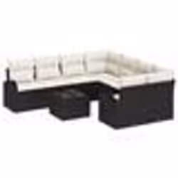 vidaXL Ensemble de canapé de jardin 9 pièces avec coussins noir poly rattan