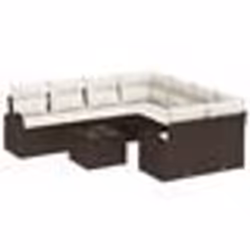 vidaXL Ensemble de Canapé de Jardin 9 Pièces avec Coussins Rattan Poly Marron