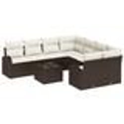vidaXL Ensemble de Canapé de Jardin 9 Pièces avec Coussins Rattan Poly Marron