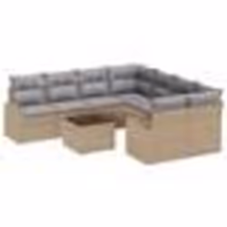 vidaXL Ensemble de Canapé de Jardin 9 Pièces avec Coussins Beige Poly Rattan