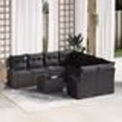 vidaXL Ensemble de Canapé de Jardin 9 Pièces avec Coussins Noir Poly Rattan