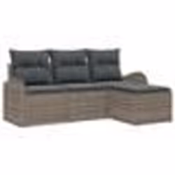 vidaXL Ensemble de Canapés de Jardin 4 Pièces avec Coussins Gris en Poly Rattan