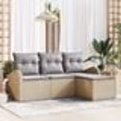 vidaXL Ensemble de canapés de jardin de 4 pièces avec coussins Beige Poly Rattan