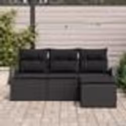 vidaXL Ensemble de Canapés de Jardin 4 Pièces Avec Coussins Noir Poly Rattan