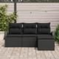 vidaXL Ensemble de Canapés de Jardin 4 Pièces Avec Coussins Noir Poly Rattan