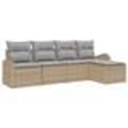 vidaXL Canapé de Jardin de 5 Pièces avec Coussins Beige Rattan Synthétique