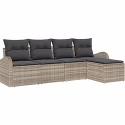 Ce canapé de jardin est parfait pour l'extérieur; combinant style et confort dans un design élégant en poly rotin gris clair. ...