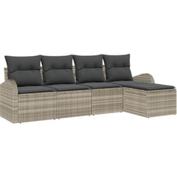 Ensemble de 5 pièces de canapé de jardin avec coussins gris clair en poly rotin Vidaxl