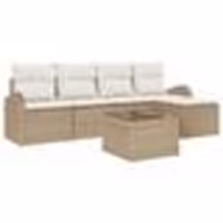 vidaXL Ensemble de canapé de jardin de 6 pièces avec coussins en poly rattan marron