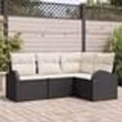 vidaXL Ensemble de canapé de jardin 4 pièces avec coussins en rotin poly noir